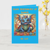 Carte d'anniversaire drôle de bébé dragon (Fleur jaune)
