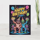 Carte d'anniversaire drôle de Bigfoot Alien Crypti (Devant)
