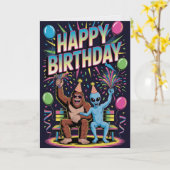 Carte d'anniversaire drôle de Bigfoot Alien Crypti (Fleur jaune)