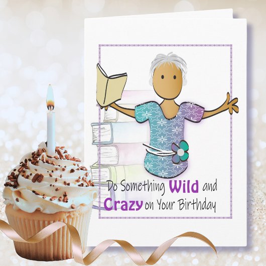 Carte d'anniversaire drôle de bouquiniste pour ell