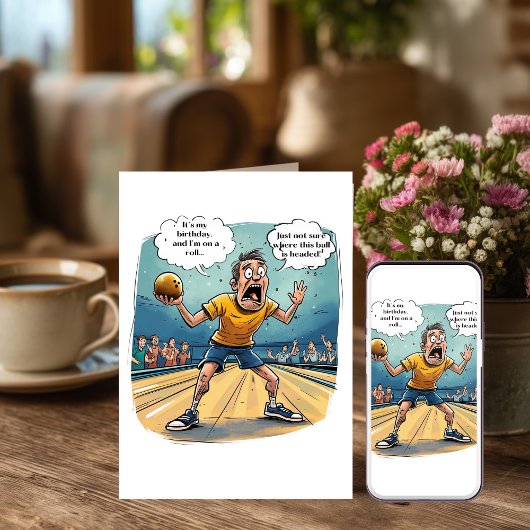 Carte d'anniversaire drôle de bowling