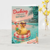 Carte d'anniversaire drôle de canard pour femmes (Fleur jaune)