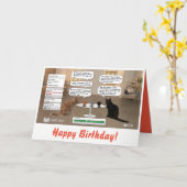 Carte d'anniversaire drôle de chat (Fleur jaune)