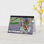 Carte d'anniversaire drôle de chat (Fleur jaune)