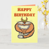 Carte d'anniversaire drôle de chat (Fleur jaune)