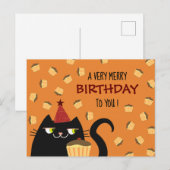 Carte d'anniversaire drôle de chat Cupcake Mignon (Devant / Derrière)