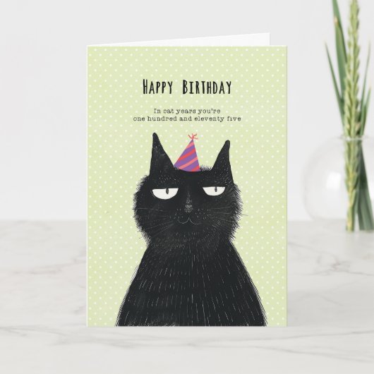 carte d'anniversaire drôle de chat noir (Devant)