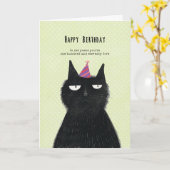 carte d'anniversaire drôle de chat noir (Fleur jaune)