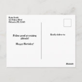 Carte d'anniversaire drôle de chat pilote et d'avi (Dos)