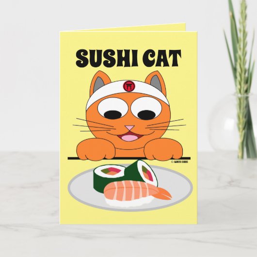 Carte d'anniversaire drôle de CHAT SUSHI (Devant)