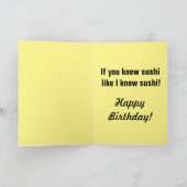 Carte d'anniversaire drôle de CHAT SUSHI (Intérieur)