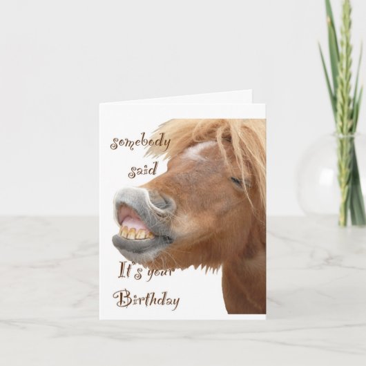 Carte d'anniversaire drôle de cheval (Devant)
