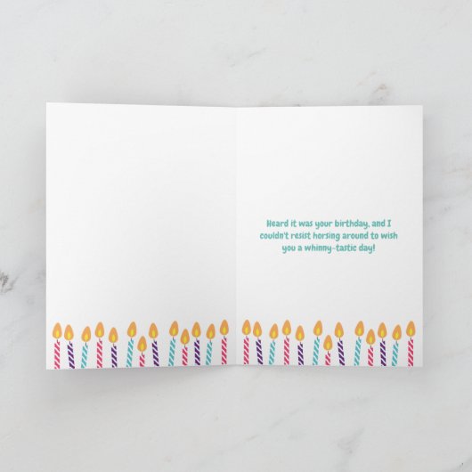 Carte d'anniversaire drôle de cheval (Intérieur)