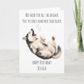 Carte d'anniversaire drôle de chien Husky (Devant)