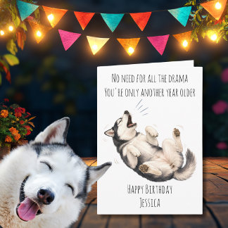 Carte d'anniversaire drôle de chien Husky