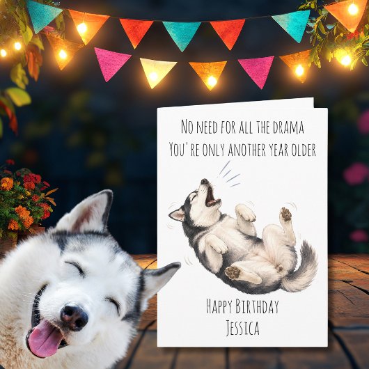 Carte d'anniversaire drôle de chien Husky