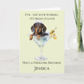 Carte d'anniversaire drôle de chien teckel (Devant)