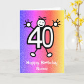 Carte d'anniversaire drôle de dessin animé pour 40 (Fleur jaune)