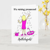 Carte d'anniversaire drôle de femme avec prosecco (Fleur jaune)