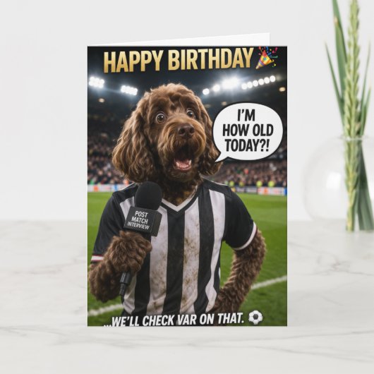 Carte d'anniversaire drôle de football Chien VAR B (Devant)