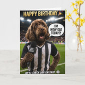 Carte d'anniversaire drôle de football Chien VAR B (Fleur jaune)
