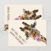 Carte d'anniversaire drôle de girafe (Devant / Derrière)