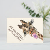 Carte d'anniversaire drôle de girafe (Debout devant)