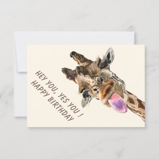 Carte d'anniversaire drôle de girafe (Devant)