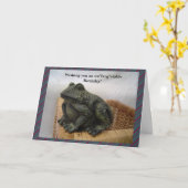 Carte d'anniversaire drôle de grenouille (Fleur jaune)