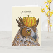 Carte d'anniversaire drôle de hibou (Fleur jaune)