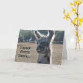 Carte d'anniversaire drôle de lama, je parle le (Fleur jaune)