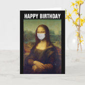 CARTE D'ANNIVERSAIRE DRÔLE DE MONA LISA 2021, MASQ (Fleur jaune)