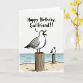 Carte d'anniversaire drôle de Mouette (Fleur jaune)