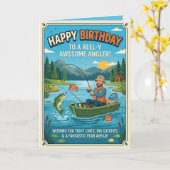 Carte d'anniversaire drôle de pêche pour pêcheur | (Fleur jaune)