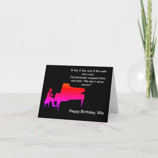 Carte d'anniversaire drôle de piano (Devant)