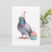 Carte d'anniversaire drôle de pigeon (Debout devant)