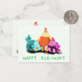 Carte d'anniversaire drôle de poulet (Devant/Arrière en situation)