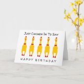Carte d'anniversaire drôle de poulet en caoutchouc (Fleur jaune)