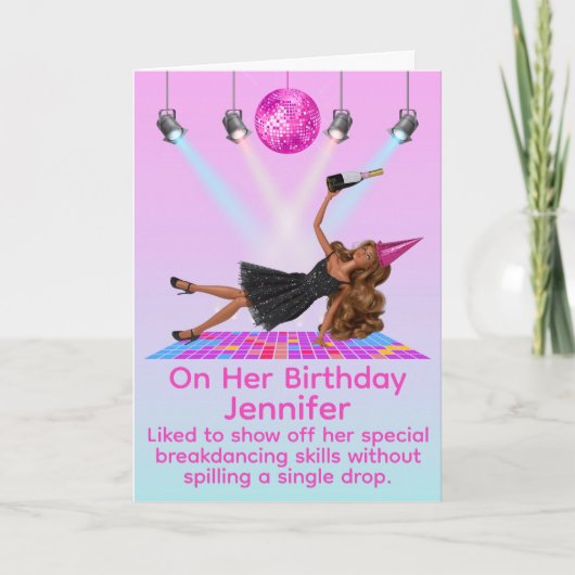 Carte d'anniversaire drôle de poupée disco breakda (Devant)