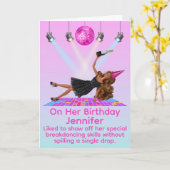 Carte d'anniversaire drôle de poupée disco breakda (Fleur jaune)