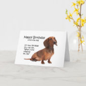 Carte d'anniversaire drôle de teckel (Fleur jaune)
