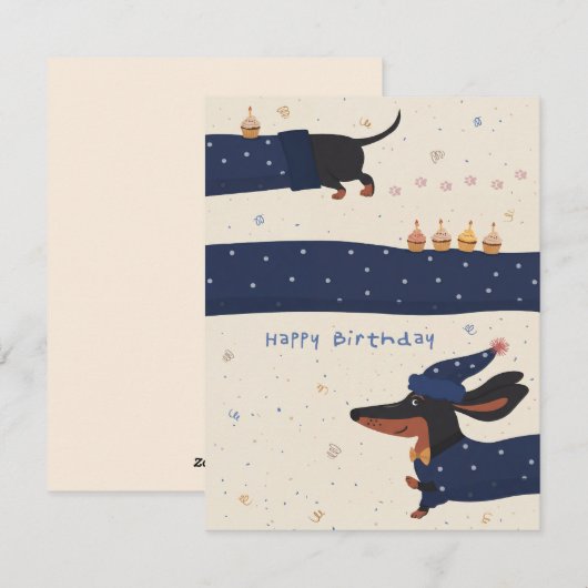 Carte d'anniversaire drôle de teckel - Cadeau d'ar (Devant / Derrière)