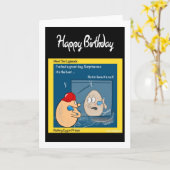 Carte d'anniversaire drôle - dessin animé d'œuf en (Fleur jaune)