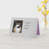 Carte d'anniversaire drôle d'oiseau avec des poule (Fleur jaune)