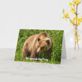 Carte d'anniversaire drôle d'ours grizzly de Kodia (Fleur jaune)