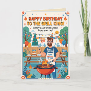 Carte d'anniversaire drôle du roi du grill BBQ