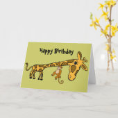Carte d'anniversaire drôle du singe BL et de la (Fleur jaune)