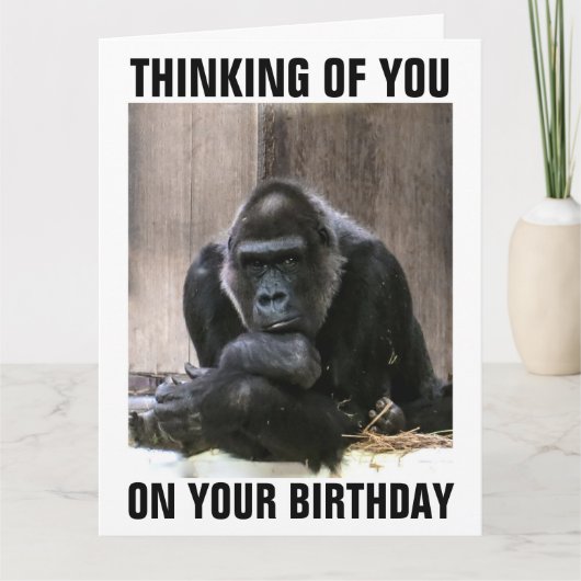 CARTE D'ANNIVERSAIRE DRÔLE GORILLE (Devant)