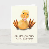 Carte d'anniversaire drôle Joyeux Canard Jaune Cli (Devant)