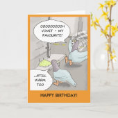 Carte d'anniversaire drôle : Pigeon malade (Fleur jaune)